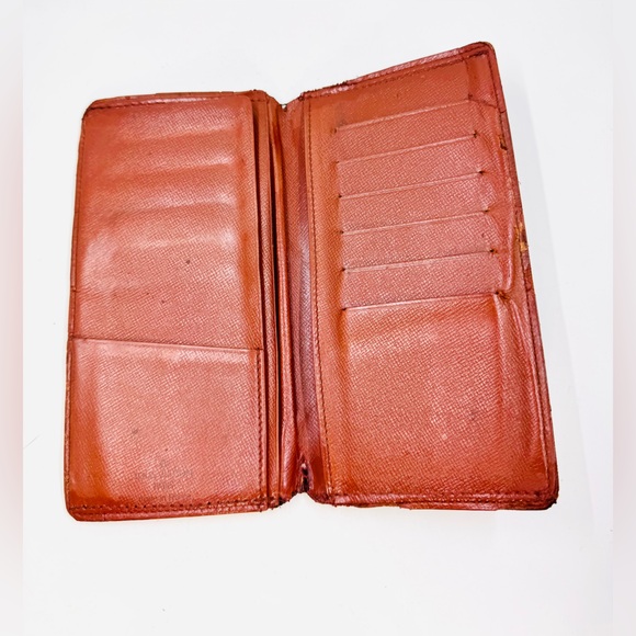 Vintage LV Louis Vuitton Brown & Gold Monogram Checkbook Card Wallet Case - Picture 2 of 6